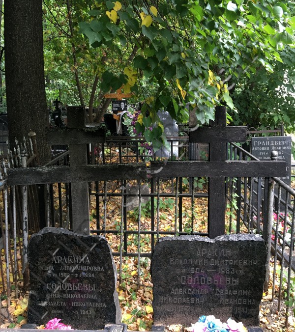 Могила В.Д. Аракина и его родных на Пятницком кладбище. Общий вид