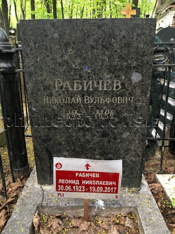 Могила Л.Н. Рабичева на Введенском кладбище
