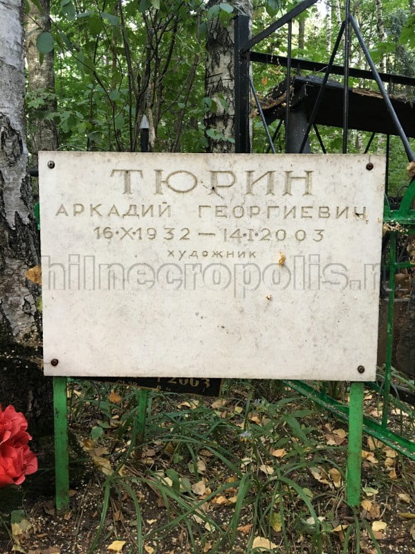 Надгробие на могиле А.Г. Тюрина на Востряковском Северном кладбище