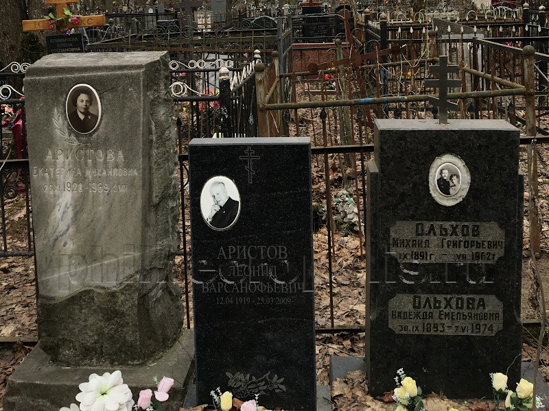 Могила Л.В. Аристова и его родных на Кузьминском кладбище. Общий вид