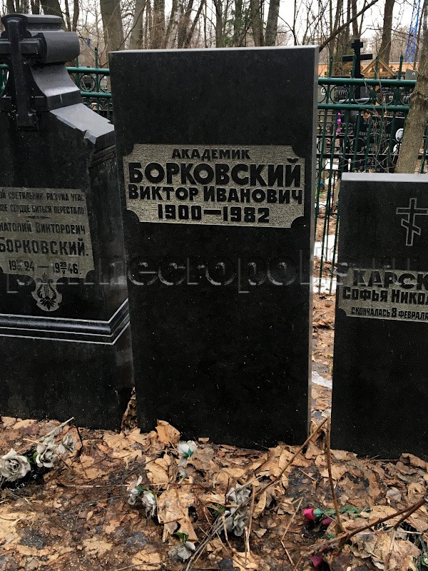 Надгробие на могиле В.И. Борковского на Головинском кладбище