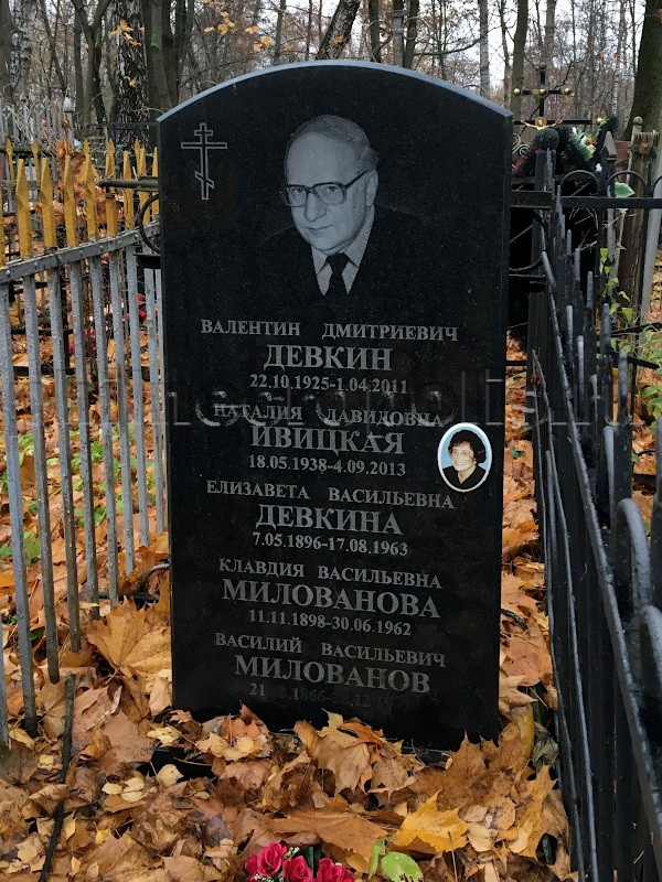 Надгробие на могиле В.Д. Девкина на Никольском кладбище (Балашиха)