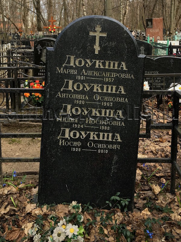 Надгробие на могиле И.О. Доукши на Кузьминском кладбище