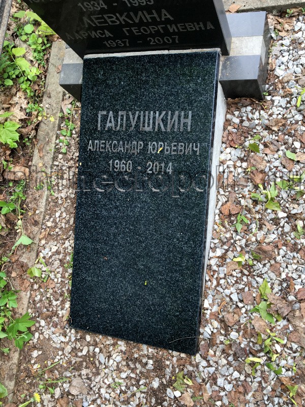 Надгробие на могиле А.Ю. Галушкина на Хованском Центральном кладбище