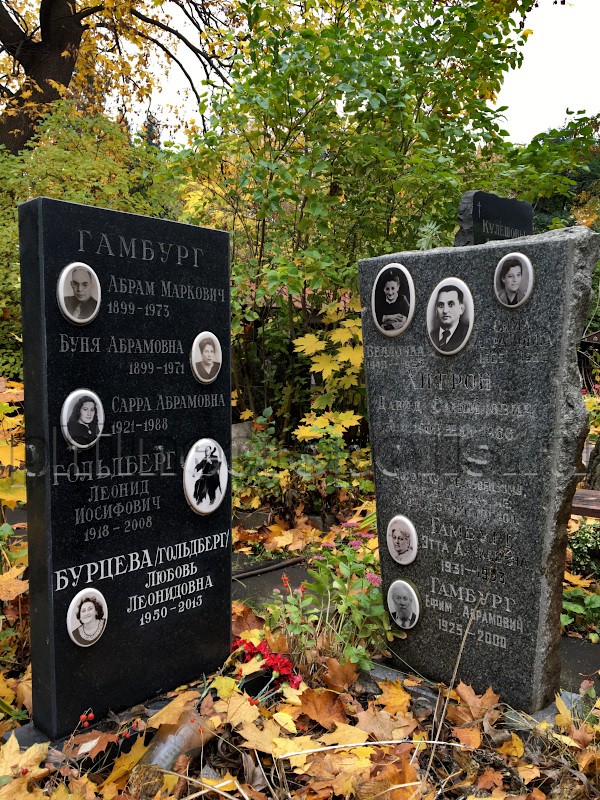 Могила Е.А. Гамбурга и его родных на Донском кладбище. Общий вид
