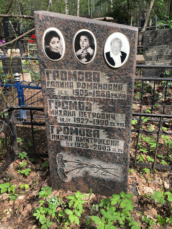 Надгробие на могиле М.П. Громова и Л.Д. Громовой на Долгопрудненском Центральном кладбище