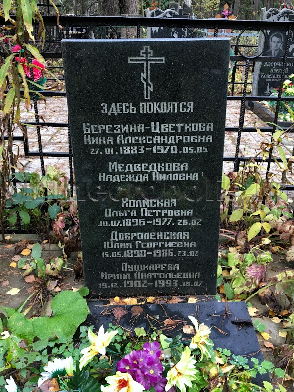 Надгробие на могиле О.П. Холмской на Кобяковском кладбище