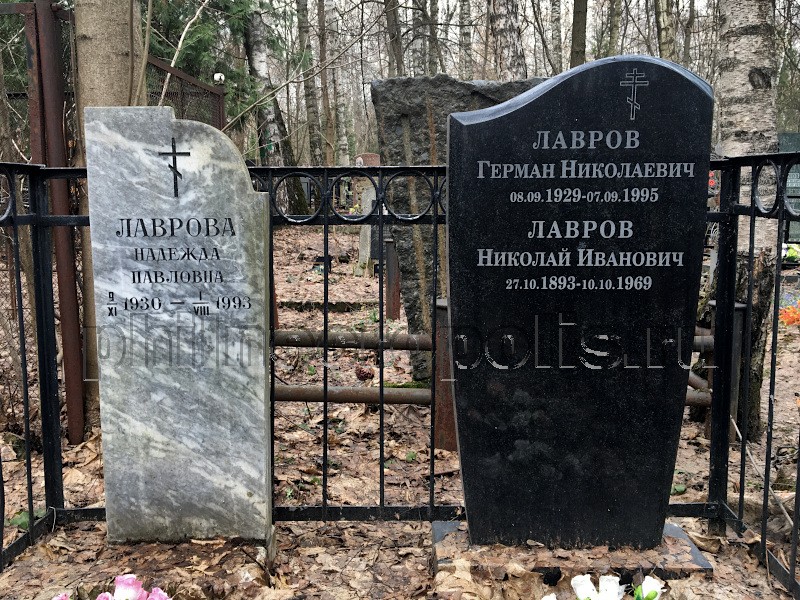 Могила Г.Н. Лаврова и его родных на Востряковском Центральном кладбище. Общий вид
