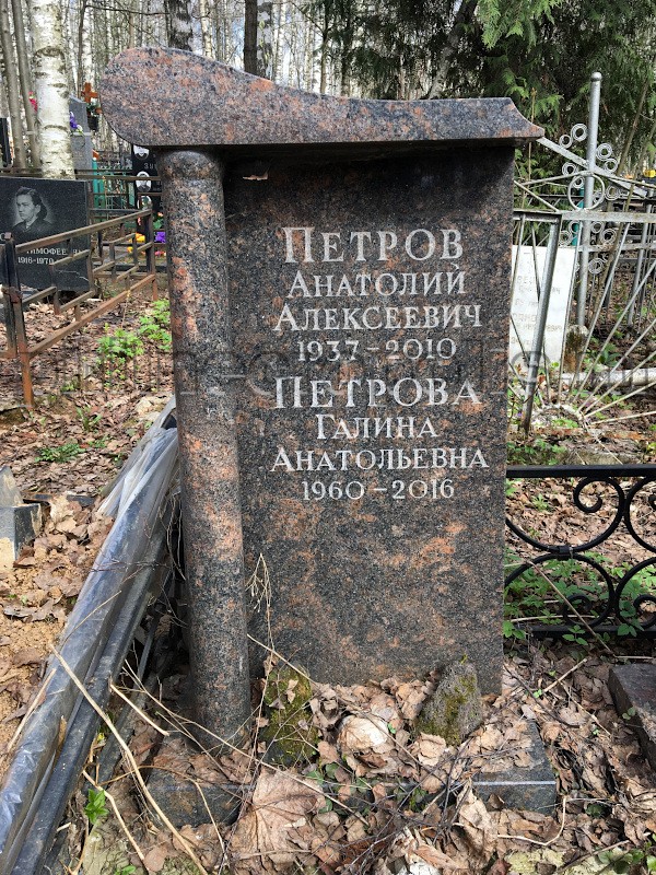Надгробие на могиле А.А. Петрова на Долгопрудненском Центральном кладбище