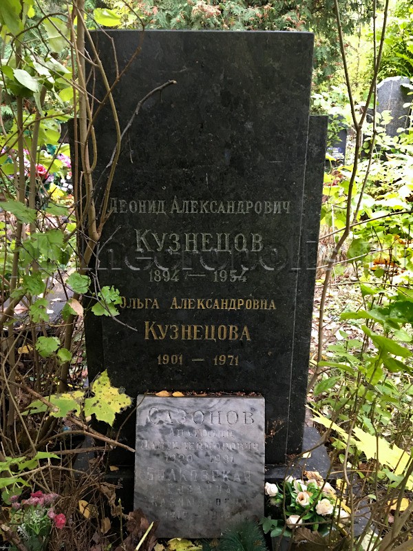 Могила А.П. Сазонова, С.К. Бялковской и их родных на Донском кладбище. Общий вид