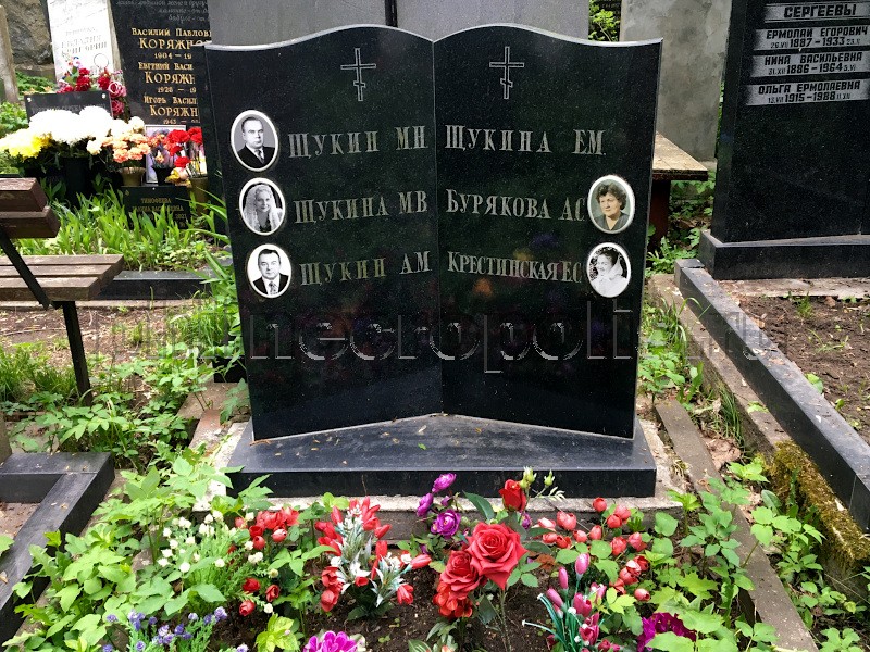 Надгробие на могиле А.М. Щукина на Донском кладбище