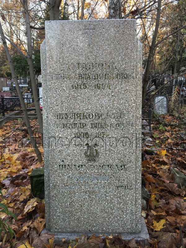 Надгробие на могиле А.В. Шуляковского на Хованском Северном кладбище