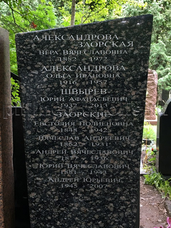 Надгробие на могиле Ю.А. Швырёва на Донском кладбище. Фрагмент