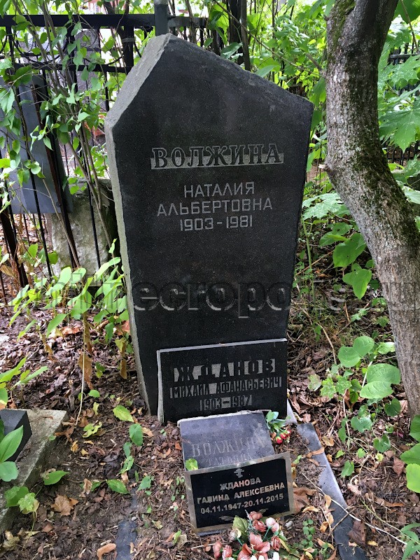 Надгробие на могиле Н.А. Волжиной на Введенском кладбище