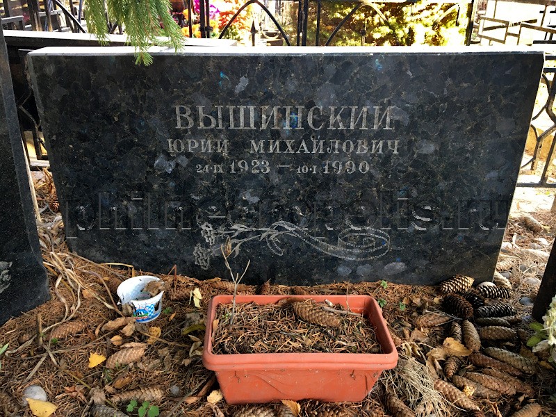 Надгробие на могиле Ю.М. Вышинского на Хованском Северном кладбище